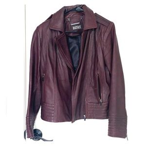 Badgley Mischka leather moto jacket
